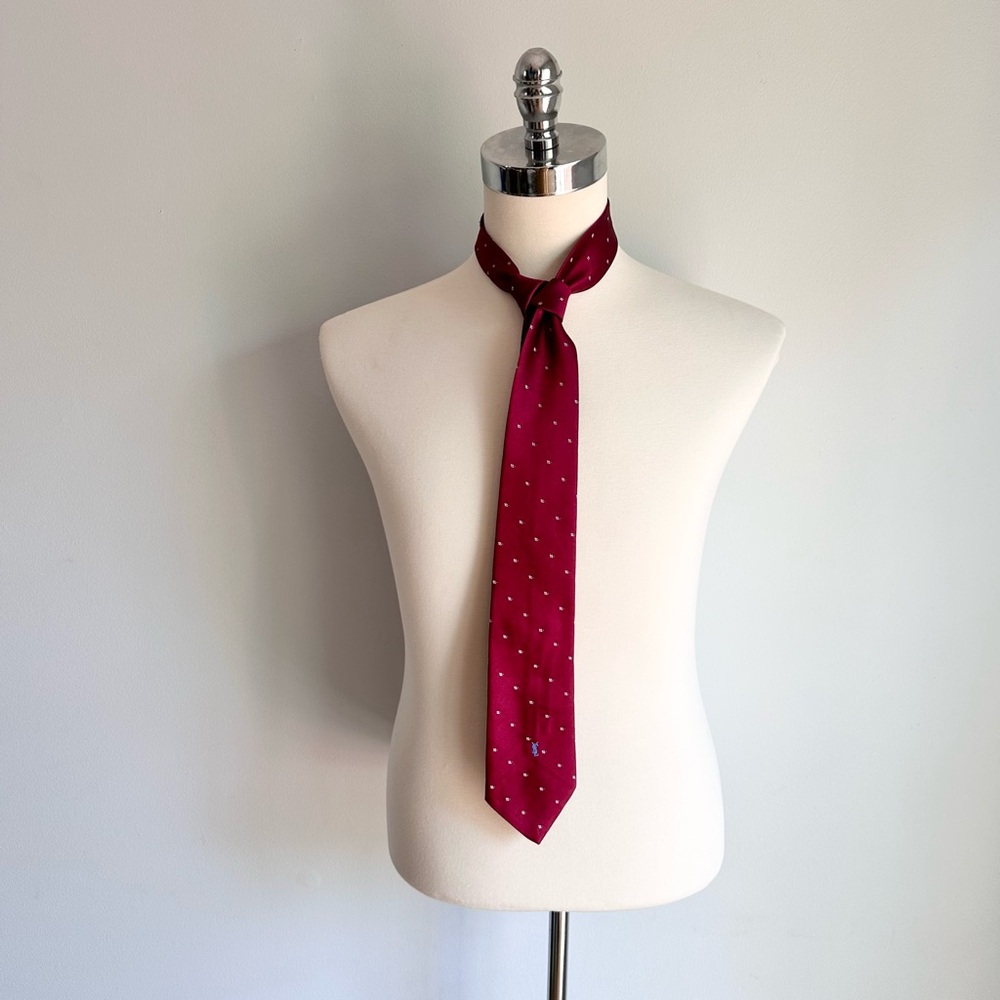 Yves Saint Laurent YSL Red Wine White Dots Men’s Necktie